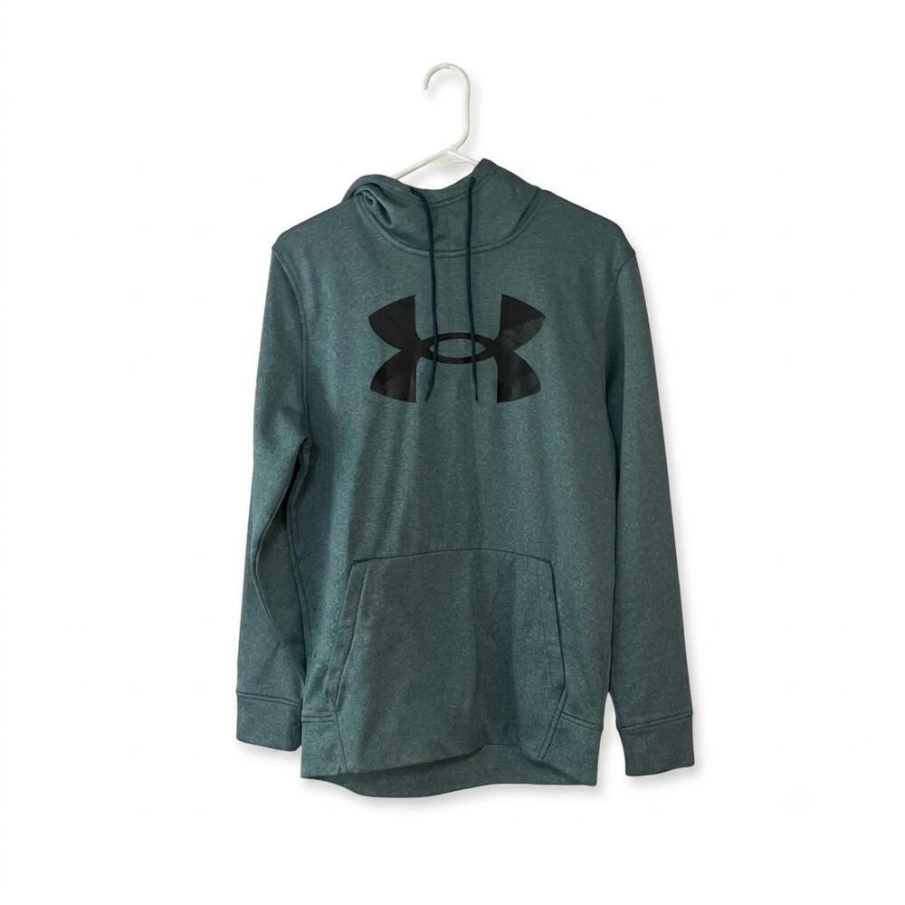 Under Armour Men’s Big Logo Fleece Pullover Hoodie – Heathered Green/Teal